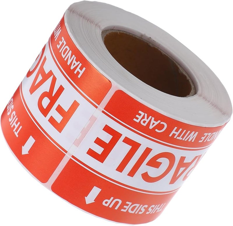 GARVALON Red Fragile Shipping Labels 300pcs Roll High Adhesive for Moving Packaging - Image 1